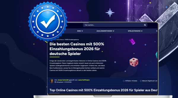 Vertrauenswürdige 500% Bonus Casinos, gelistet von Nightrush
