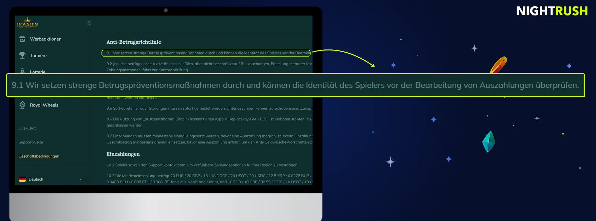 Richtlinie zur Betrugsbekämpfung: Eine Identitätsprüfung kann vor der Bearbeitung von Auszahlungen erforderlich sein.
