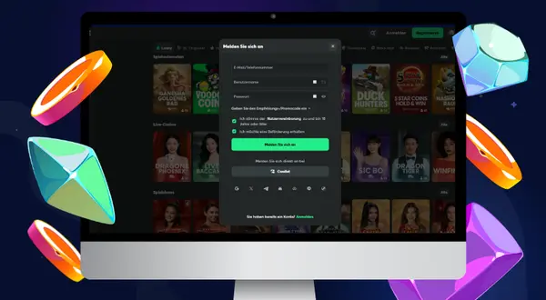 Laptop zeigt das Registrierungsformular vom BC.Game Casino.