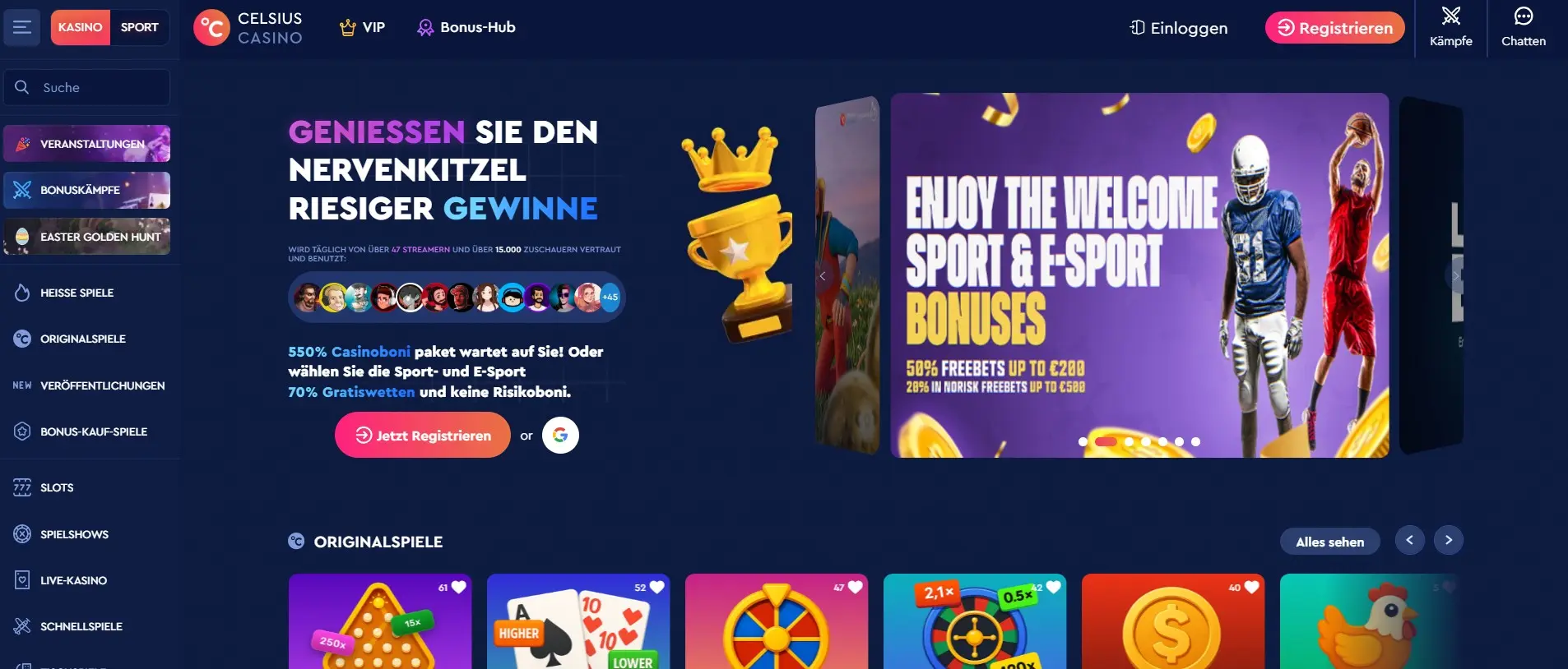 Celsius Casino Startseite