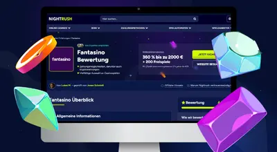 Der Laptop zeigt die Nightrush-Website im Fantasino Casino Test.