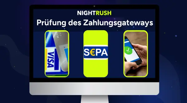 Prüfung des Zahlungsgateways mit Visa und SEPA