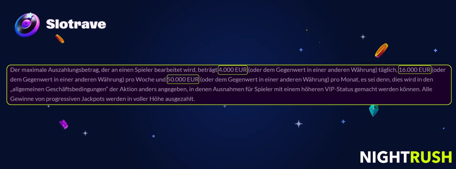 Slotrave Casino Auszahlungslimits