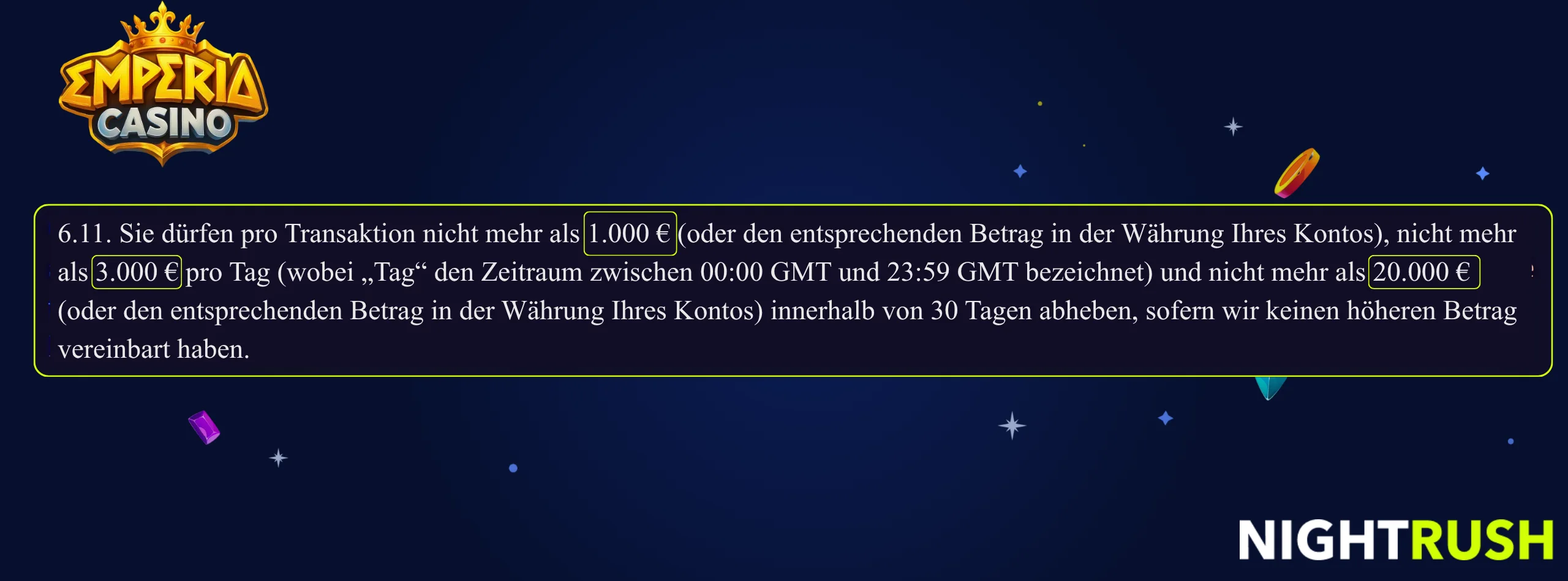 Emperia Casino Auszahlungslimit