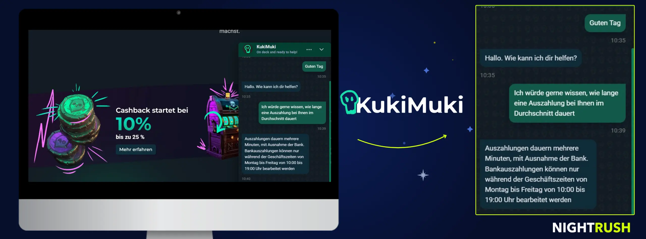 KukiMuki Casino Live-Chat Gespräch