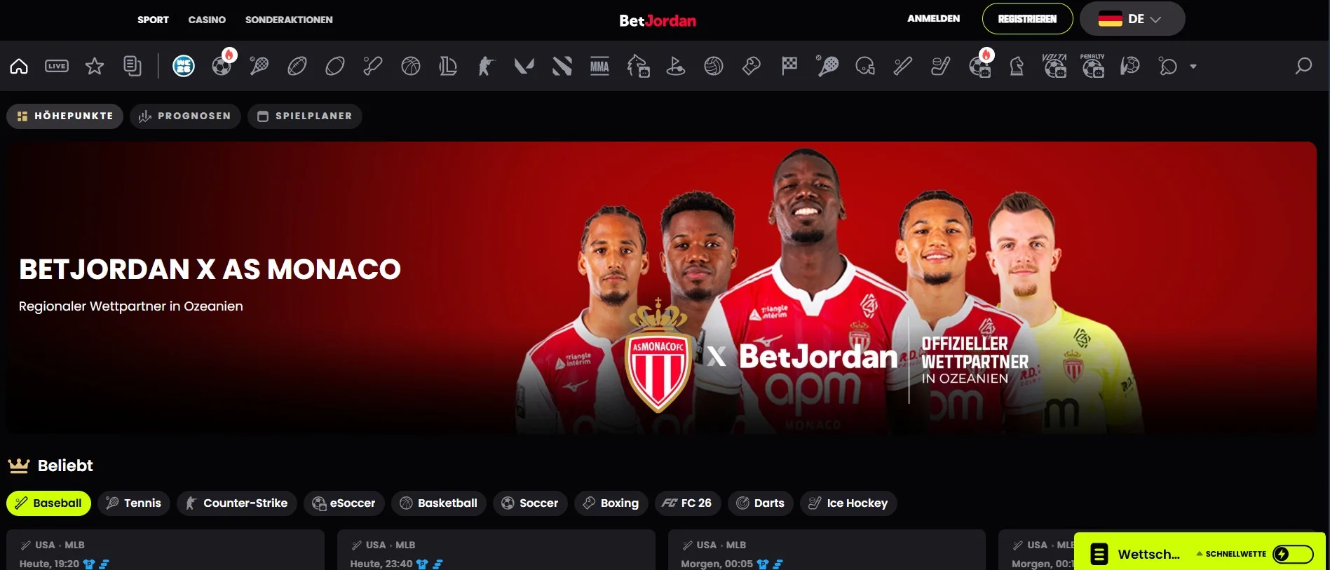 BetJordan Sportwettenbereich.