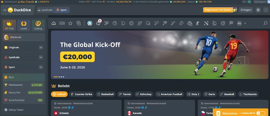 DuckDice Sportwetten.