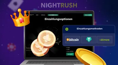 Laptop-Bildschirm mit Krypto-Einzahlungsoptionen