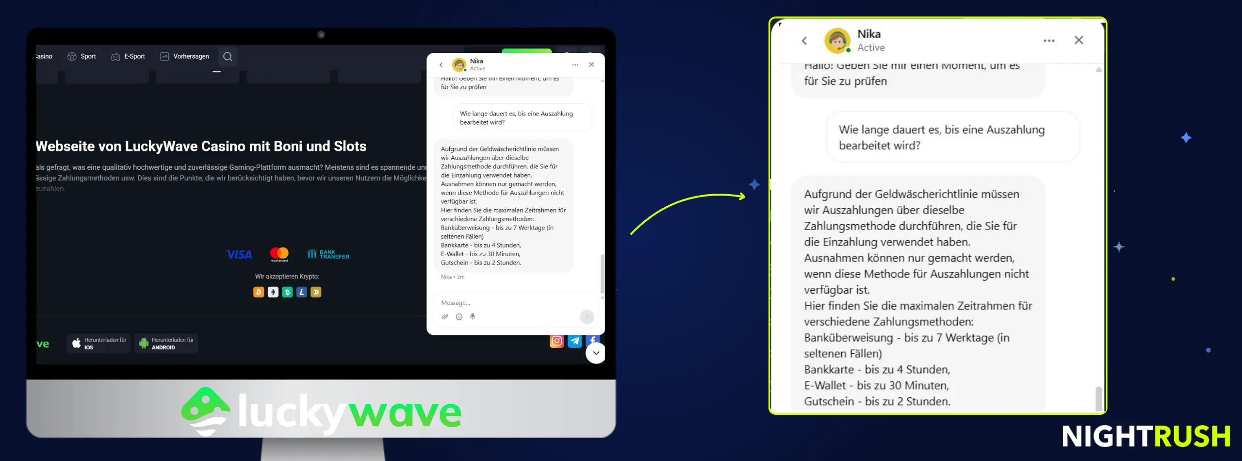 LuckyWave Casino Live Chat mit Kundenservice