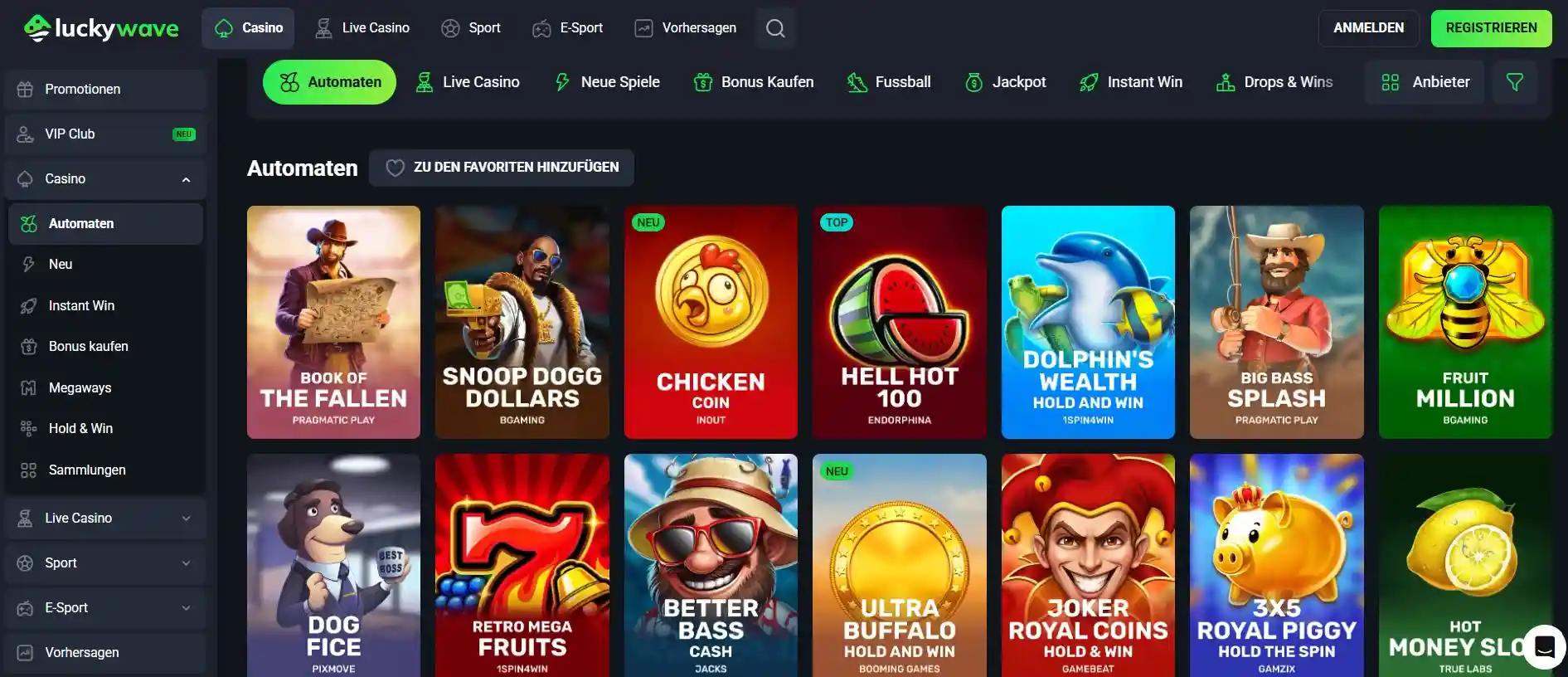 LuckyWave Casino Spielautomaten
