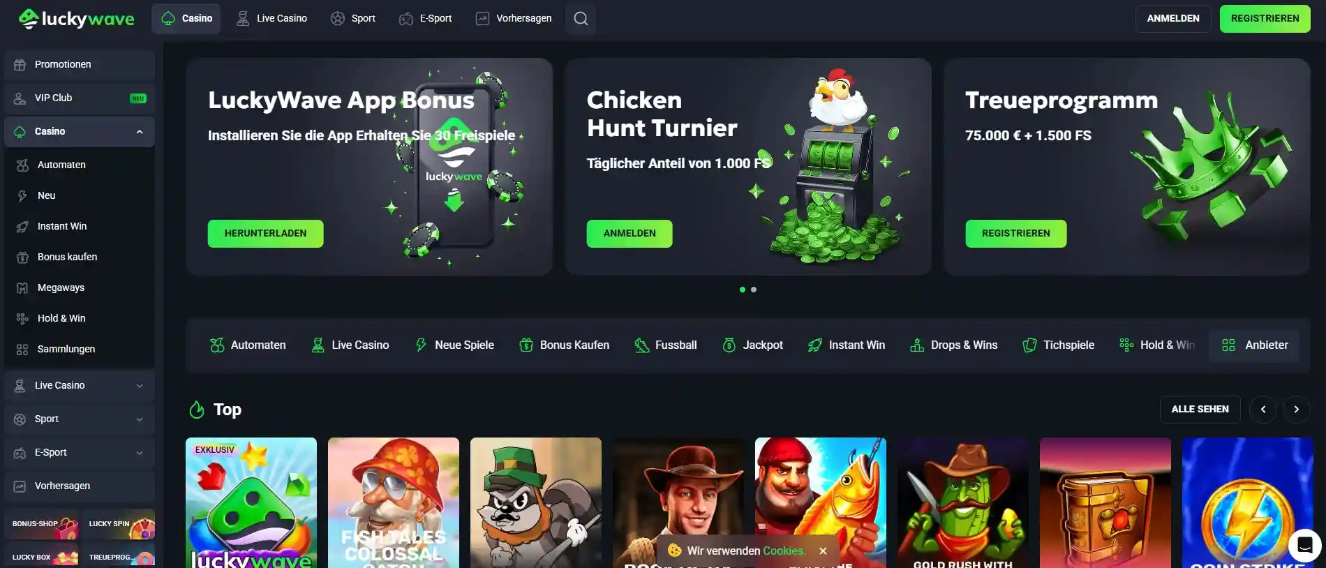 LuckyWave Casino Startseite