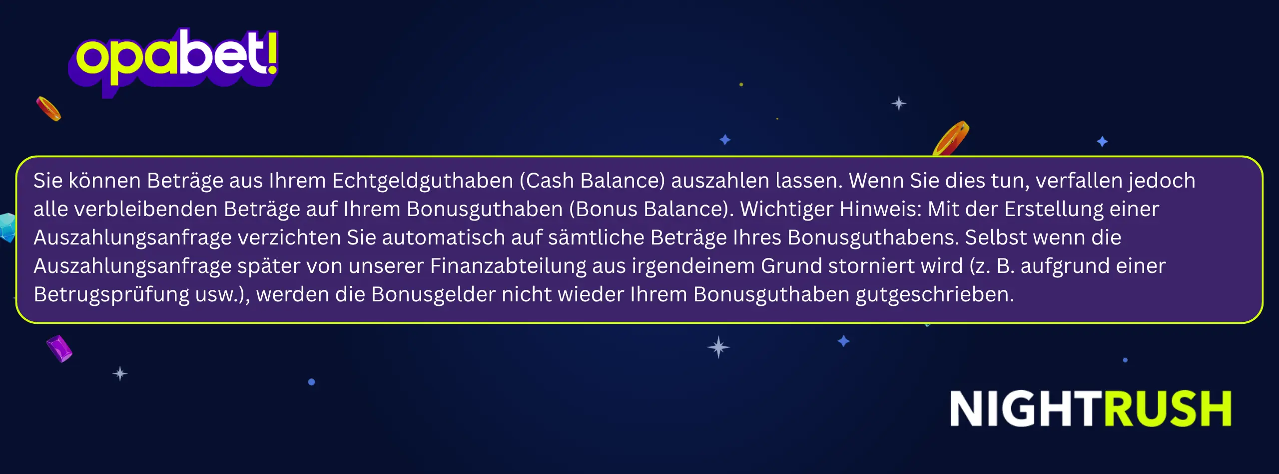 Verfall des Opabet-Bonusguthabens