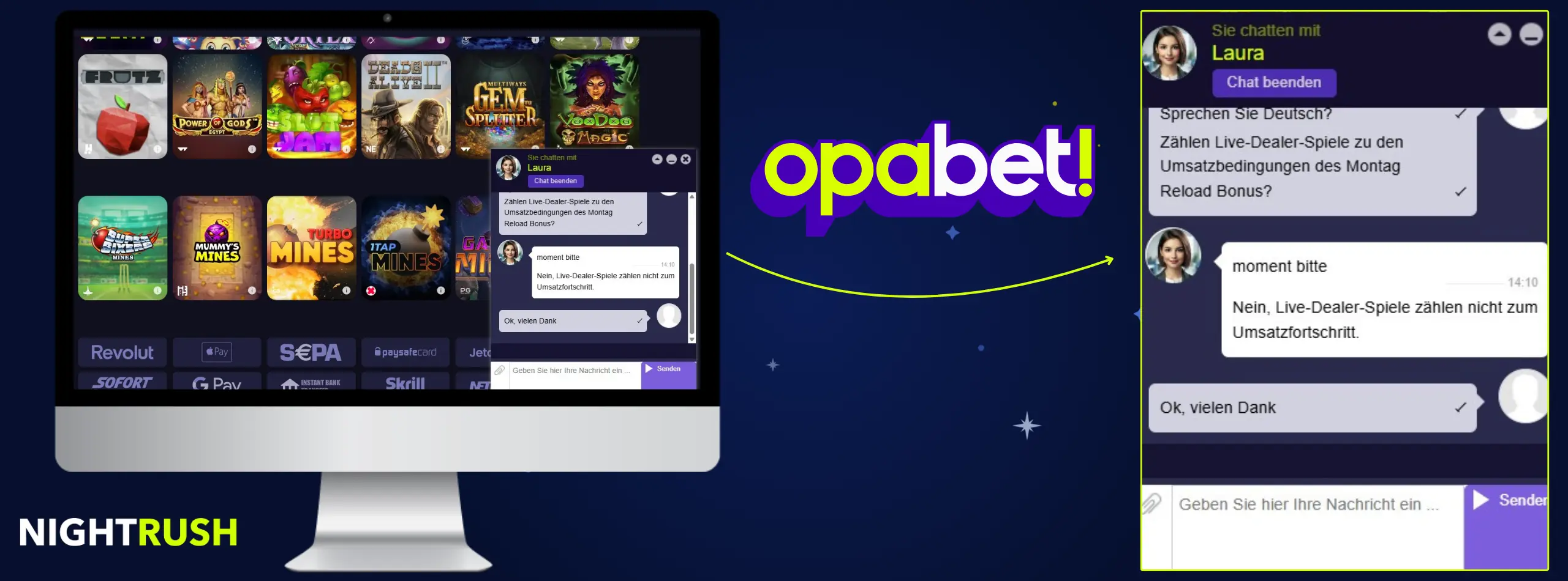 Opabet Live-Chat Gespräch