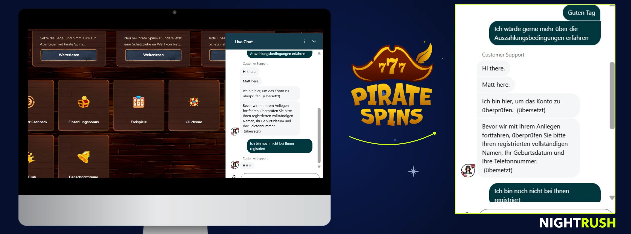 Pirate Spins Live-Chat Gespräch