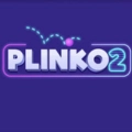 Neon-Logo für Plinko 2 mit einem hüpfenden lila Ball vor dunkelblauem Hintergrund.