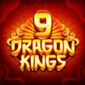 Spiel-Logo von 9 Dragon Kings vor einem kunstvollen, leuchtend roten Hintergrund.