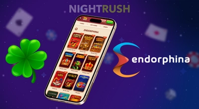 A smartphone displaying Endorphina slots on a casino site.