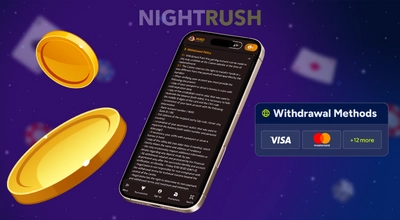 A phone displaying a casino's Withdrawal Policy.