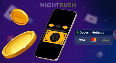 A smartphone screen with a deposit icon and a Deposit Methods pop-up.