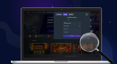 Laptop showing Jet casino deposit pop up.