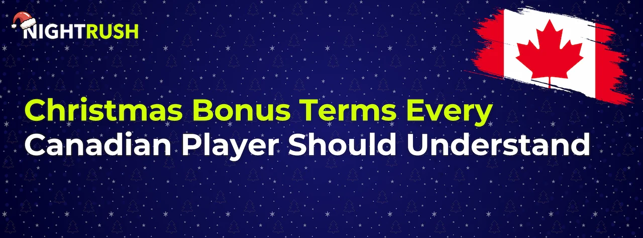 Christmas Bonus Terms Every Canadian Player Should Understand text on blue background.