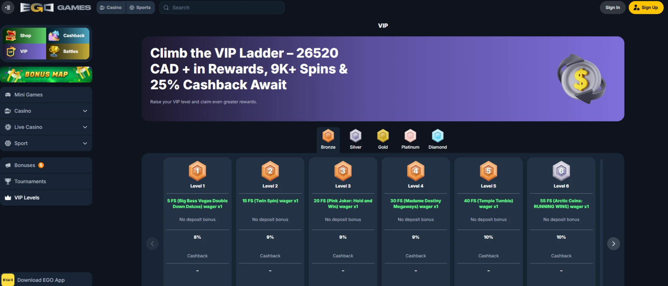 EgoGames VIP program 