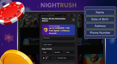 Winaura Casino sign up form