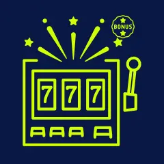 An icon of slot machine and bonus stamp