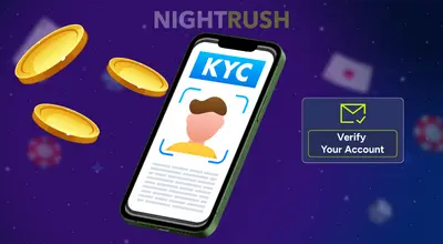 Smartphone screen showing a KYC face scan process next to a verified email icon.