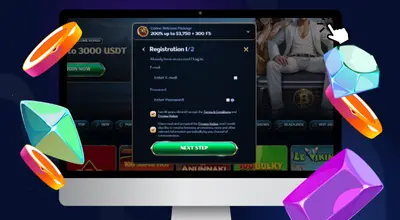 Laptop showing Millioner casino registration form.