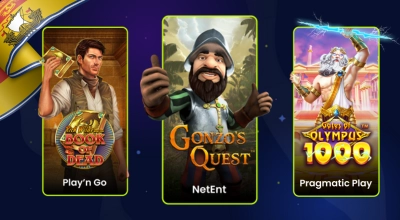 Three slots on a screen with the NB flag against a starry background.