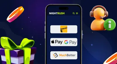 A gift box, two coins, a customer service logo, and payments on a phone against a starry background.