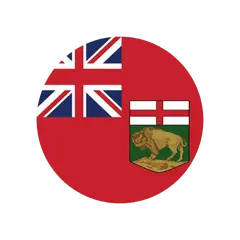 Manitoba flag in a circle shape.