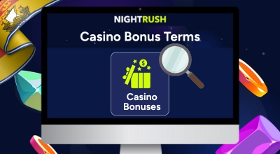 Bonus terms on a screen with the NB flag and casino items against a starry background.