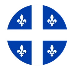 Quebec flag in a circle shape.