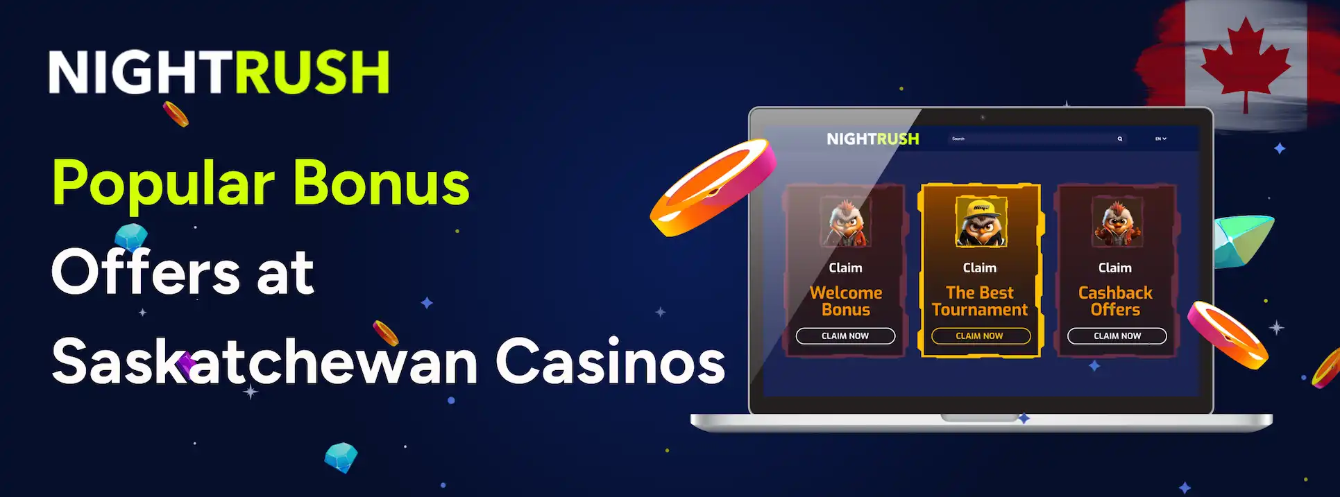 Banner with the text Popular Bonuses at Saskatchewan Casinos