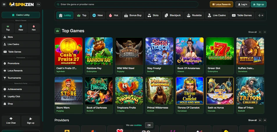 Spinzen Casino Canada slot games