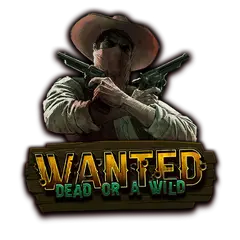 Wanted Dead or a Wild slot’s title and a figure with a gun in dark colours.