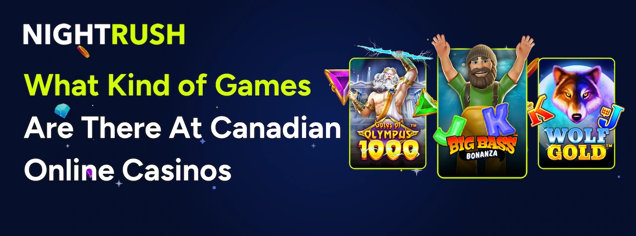 Banner with the text What Kind of Games Are There At Canadian Online Casinos.