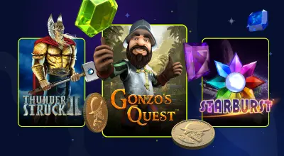 Thunderstruck, Gonzo’s Quest, and Starburst slot games