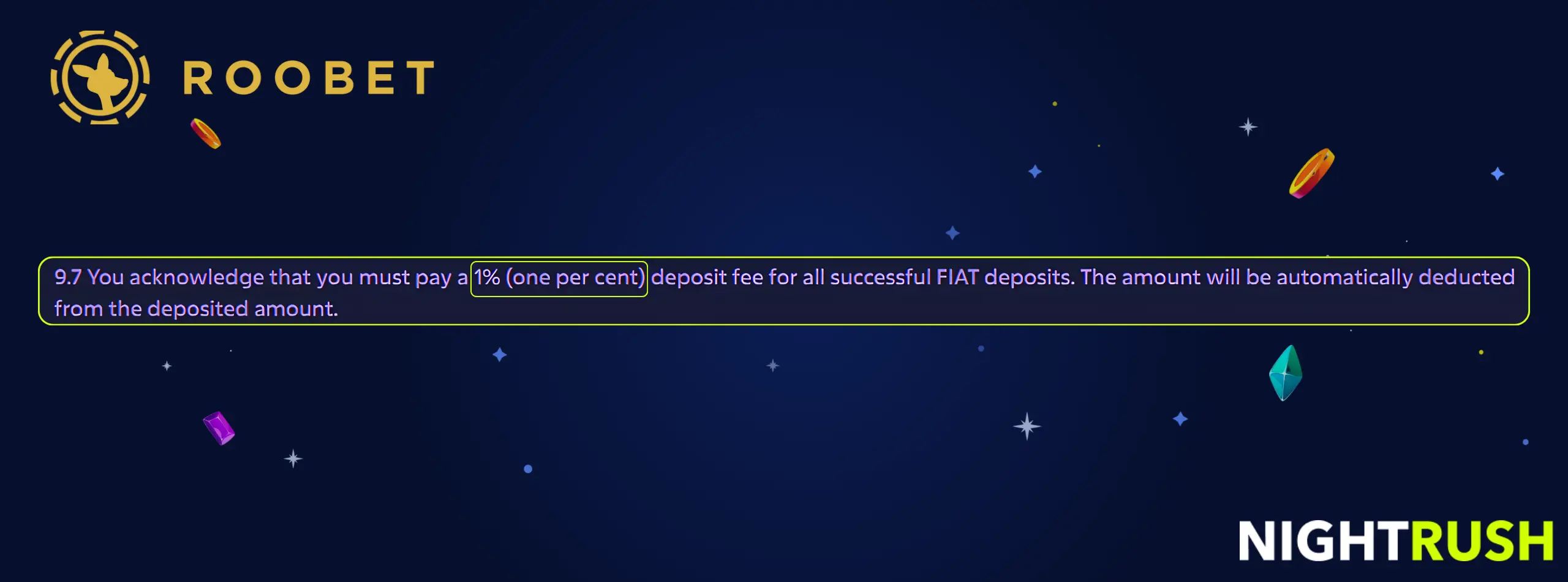 Roobet Casino deposit fee