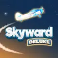 White propeller airplane flying upward into a starry night sky, leaving a white smoke trail behind it above the game title.