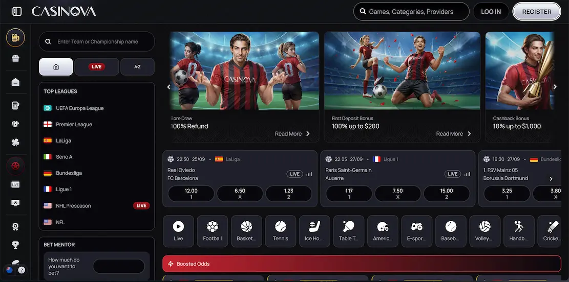 Casinova sportsbook.