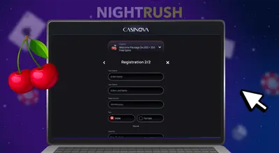 A user completes the final step of casino registration on a laptop.