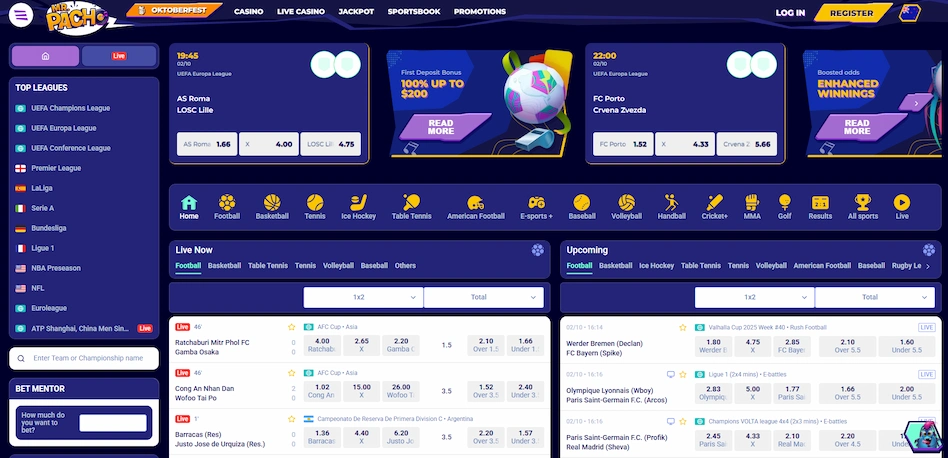 Mr Pacho sports betting page.