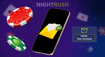 A graphic showing an email icon on a phone with a checkmark and casino chips.