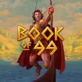 Logo for Book of 99 featuring a Greek warrior holding a sword against a dark ship backdrop.