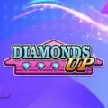The text DIAMONDS UP is displayed in blue and gold font over a vibrant purple backdrop.