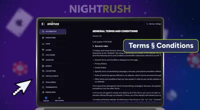 Laptop showing Sportuna website's T&Cs.