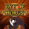 Logo for Eye of Horus featuring the Egyptian deity Horus against radiating light beams.